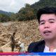 Foto Virdian Aurellio Haryanto, aktivis muda mantan Ketua BEM Universitas Padjadjaran, dengan latar belakang ribuan kubik Kayu Gelondong yang Terseret Banjir Bandang dan Longsor di Pulau Sumatera. .