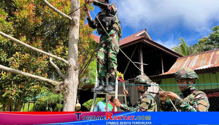 Binter TNI Gerak Cepat, Satgas Yonif 521/DY Perbaiki Listrik Kampung Muara Nawa Papua   