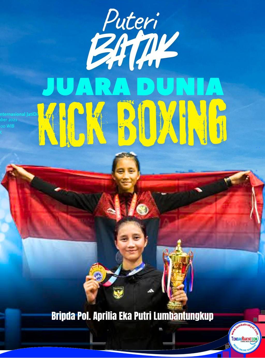Bripda Polisi Aprilia Eka Putri Lumbantungkup: Putri Batak Juara Dunia Kick Boxing. (foto :Tombak Istimewa)