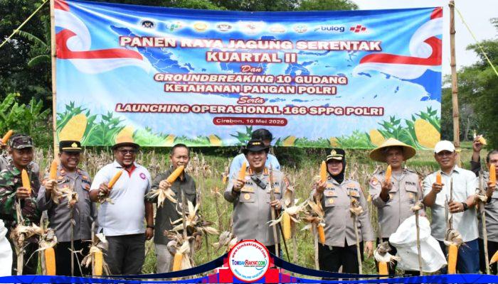 Sinergi Wujudkan Ketahanan Pangan, Polresta Cirebon Ikuti Panen Raya Jagung Serentak Bersama Presiden RI dan Kapolri