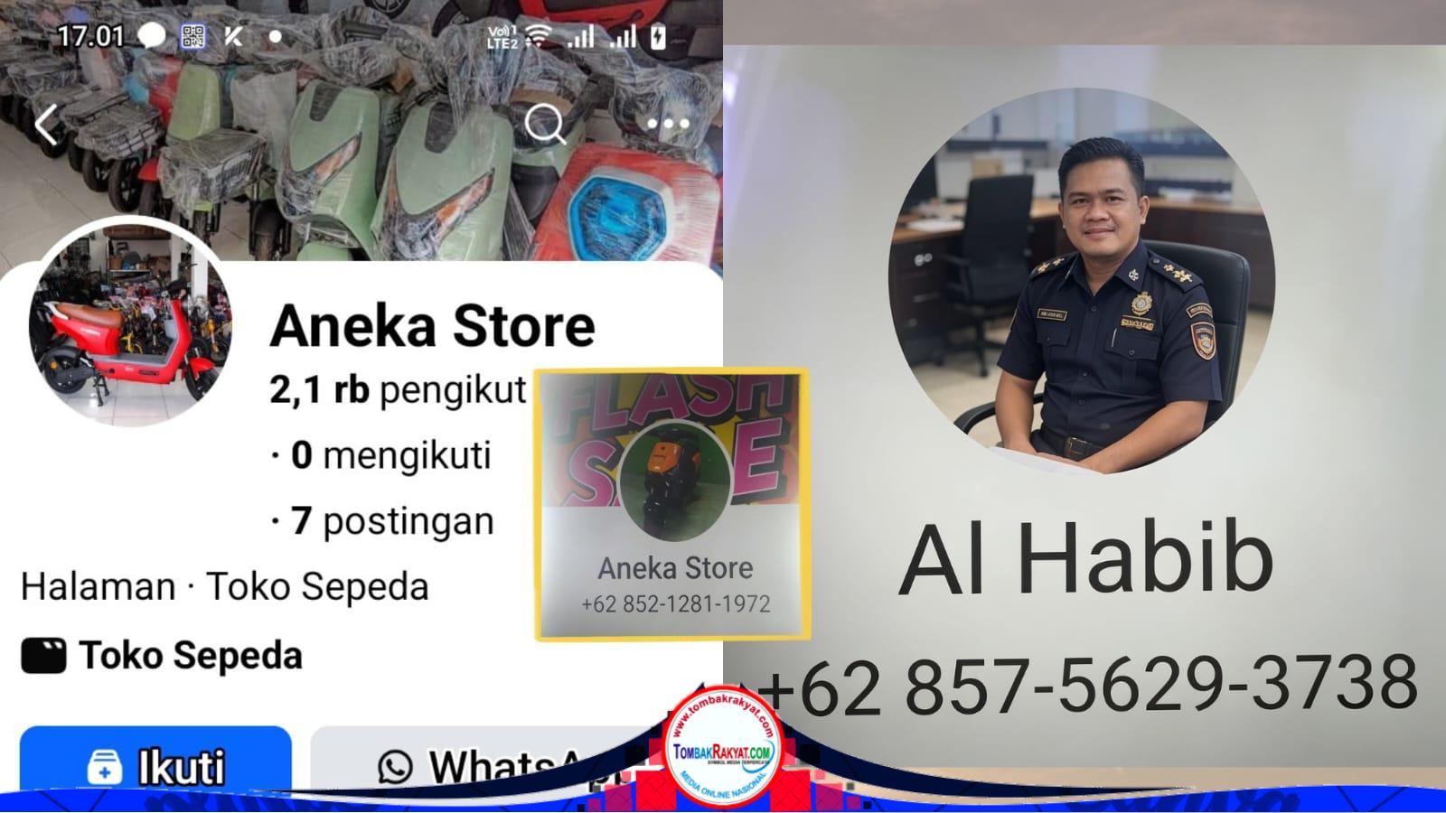 Profile akun fb Aneka Store, kontak admin Aneka Store dan kontak petugas bea cukai gadungan yang disinyalir foto profilenya palsu