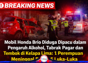 Mobil Honda Brio Diduga Dipacu dalam Pengaruh Alkohol, Tabrak Pagar dan Tembok di Kelapa Lima: 1 Perempuan Meninggal Dunia, 5 Luka-Luka
