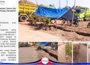 Tangkapan layar penjelasan Dinas PUPR Kendal di portal JNN, foto aktifitas pengurugan dan foto kerusakan rabat beton.