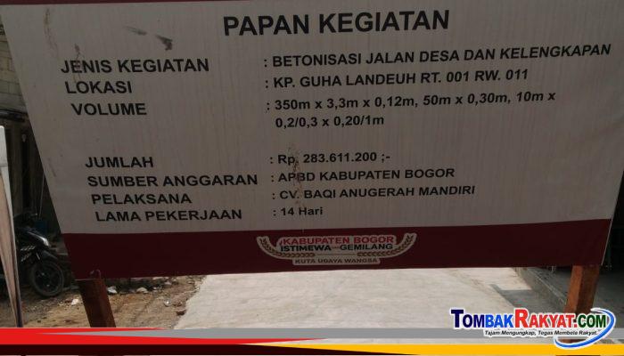 BETONISASI JALAN DESA LEUWIKARET HABISKAN ANGGARAN Rp283,6 JUTA, SPESIFIKASI DAN KUALITAS PEKERJAAN JADI PERHATIAN
